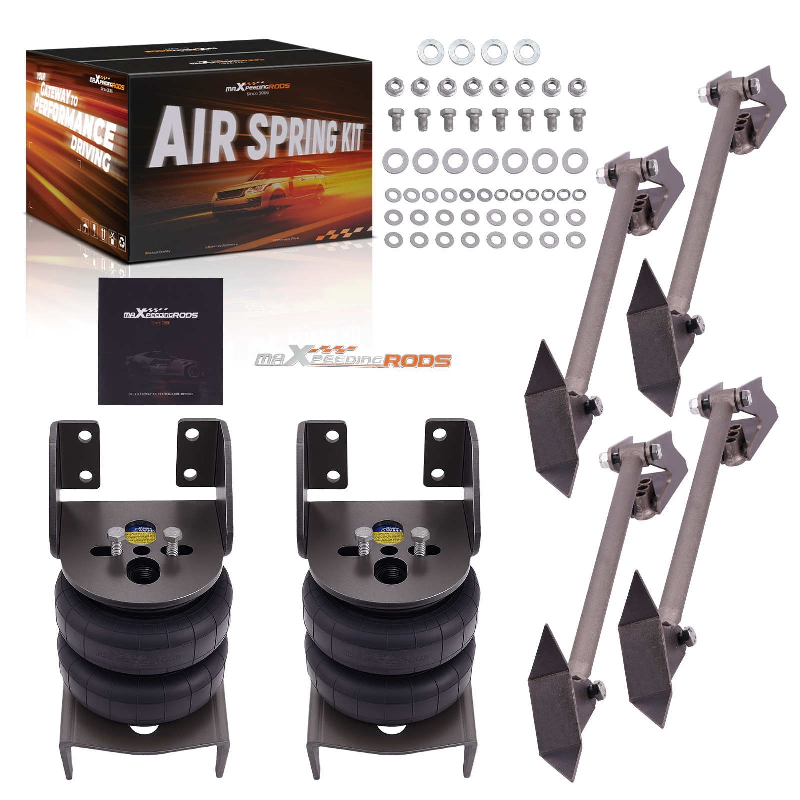 Weld On Triangulated 4 Link 2500 Bags Air Ride Suspension Kit Brackets 24'' Bars