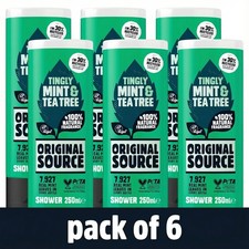 Original Source Mint & Tea Tree Shower Gel Vegan Cruelty Free pack of 6 250ml 7.73 per litre