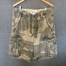 Abercrombie Fitch Camo Cargo Shorts 32 Paratrooper Baggy Wide Vtg Faded Y2K