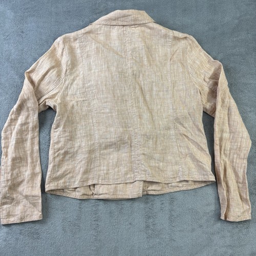 Lou Grey Linen Moto Jacket Womens L Peach Blazer Minimalist Preppy Office Church - Picture 8 of 12