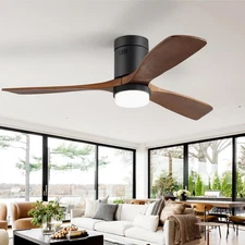 52 Inch Ceiling Fans with Lights and Remote, Low Profile Flush Mount Modern W...