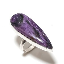 Russian Charoite Gemstone 925 Sterling Silver Gift Jewelry Ring Size 8.5 c855