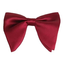 Mens Oversized Satin Silk Bow Tie Solid Color Formal Tuxedo Big Bowtie A - Wine