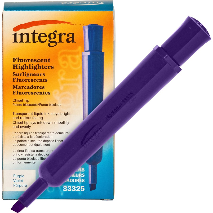 Integra Chisel Tip Desk Highlighter - Chisel Marker Point Style - Purple Ink