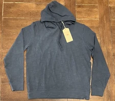 NWT Faherty Men's Size Large Sunwashed Slub Hoodie Blue Nights Organic Cotton