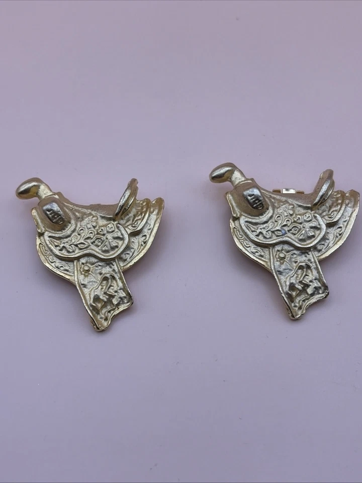 De colección Nancy Katz Oro Sillín Zapatos Clips Ecuestre Western Vaquero Par Foto 2 de 4