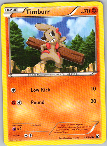 Timbuur Pokemon Timburr Common 059/114 Black & White NM | eBay Australia