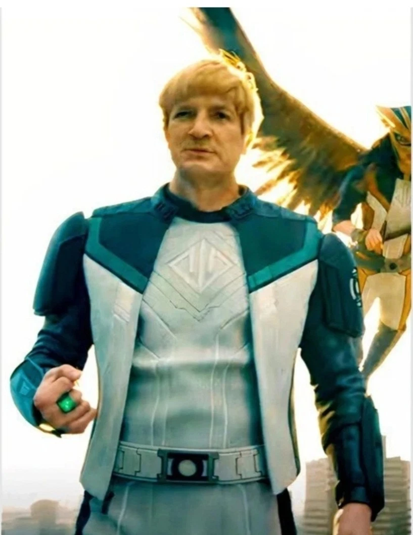 Nathan Fallion Superman 2025 Movie Guy Gardner Green Lantern Leather Jacket - product detail image 1
