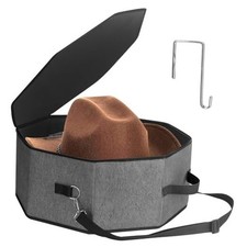 Hat Box for Travel and Storage, Womens Cowboy Hat Box, Collapsible Hat Black