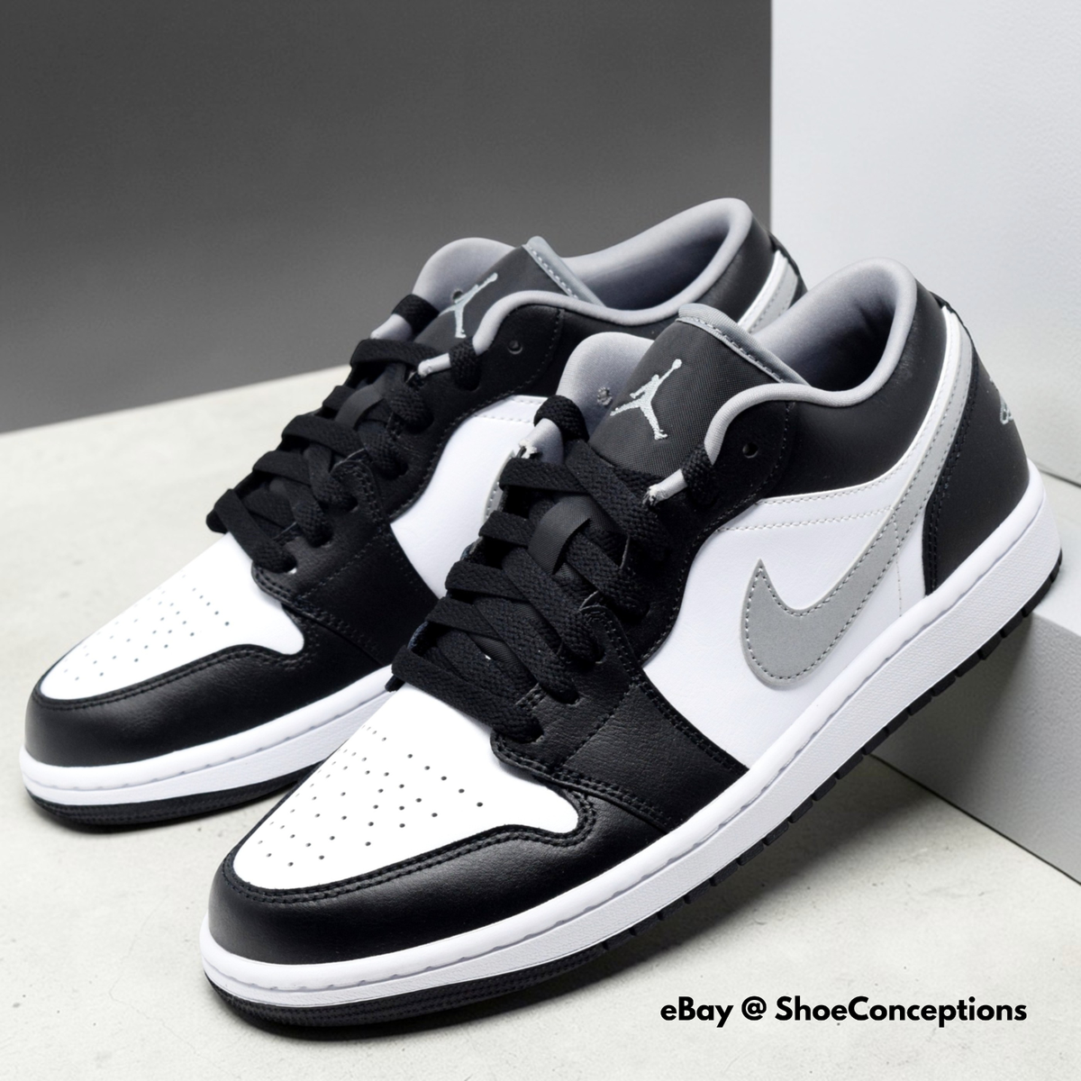 Nike Air Jordan 1 Low Shoes Black Particle Gray White 553558-040