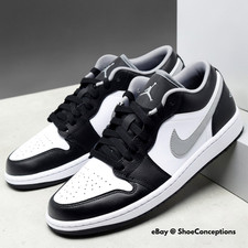 Nike Air Jordan 1 Low Shoes Black Particle Gray White 553558-040 Men's Sizes NEW