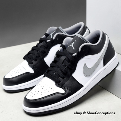 #ad Nike Air Jordan 1 Low Shoes Black Particle Gray White 553558 040 Men#x27;s Sizes NEW $104.39