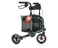 Walk Mate 3 Wheel Rollator Walker w/ Seat Lightweight Foldable 8  Wheels Green