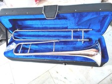 TROMBONE SLIDE MADE OF PURE BRASS METAL IN CHROME POLISH CASE BOX FREE SHIPP