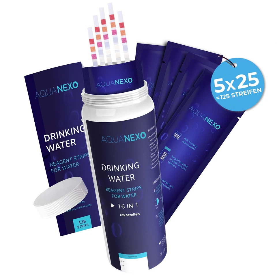 Wassertester Trinkwasser Teststreifen 16-in-1 pH Wasserhärte 125 st. - Bild 2 von 4