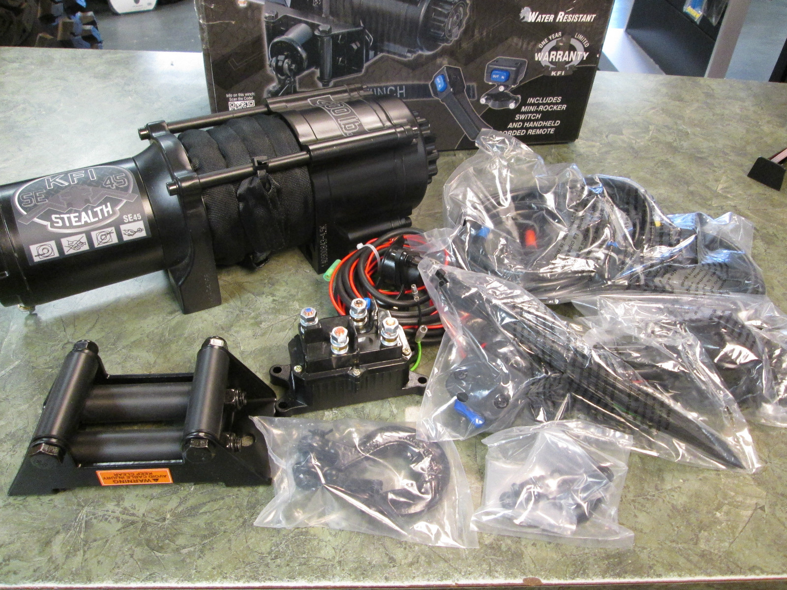 KFI 4500LB Stealth Winch All Black Synthetic Rope 4500LB Winch No Winch