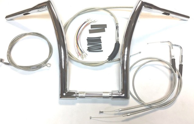 16 x 1 1/2 Super FAT Chrome Ape Hanger Handlebar Kit 00-07 ...