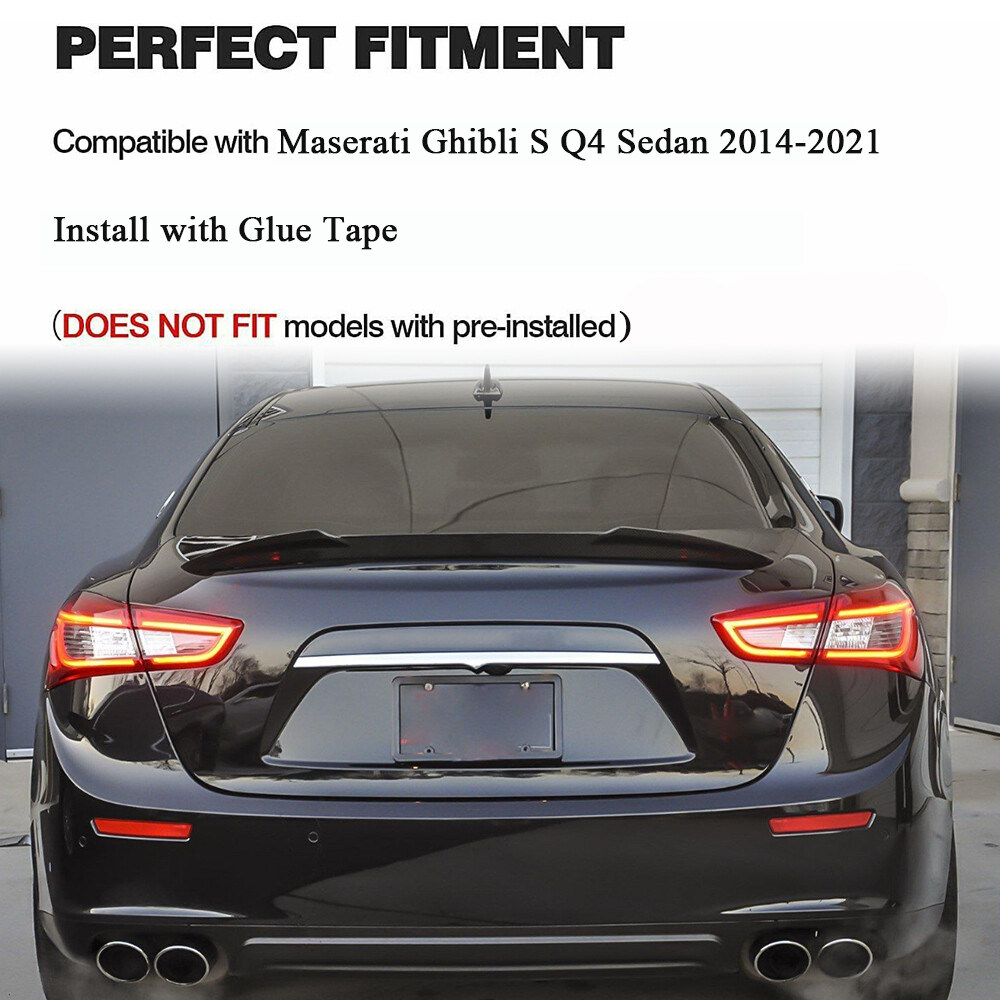 REAL CARBON Rear Trunk Lip Spoiler Wing For Maserati Ghibli S Q4 Sedan 2014-2021