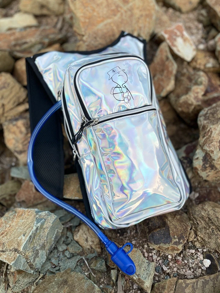 Mochila Hidropack Hidratación Holográfica Tortuga Senderismo Plateada|Holo|Glitter 2L Foto 2 de 4