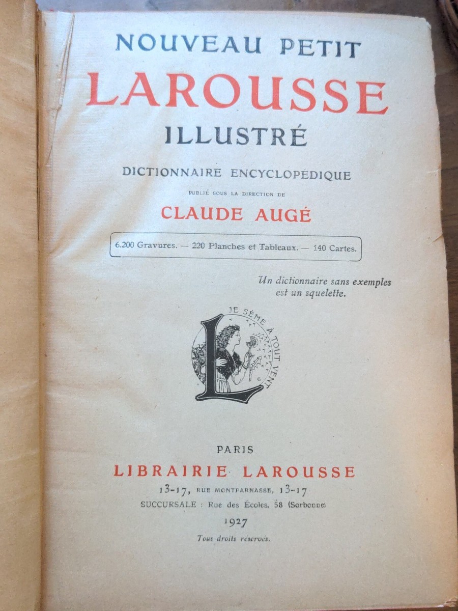 VinTagE 1932 ART NOUVEAU PETIT LAROUSSE ILLUSTRE Dictionary