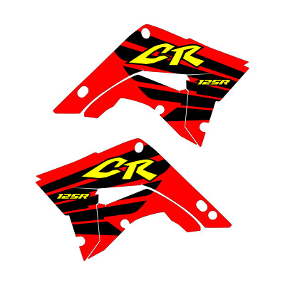 CR125 Polisport Restyle Gen1 Shroud Graphics Retro Wing Red bg Free Shipping!