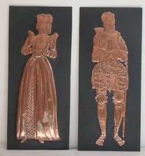 Pair Kitsch Vintage Copper Pictures Ralph Jenyns Churchill Parish Armour 1572