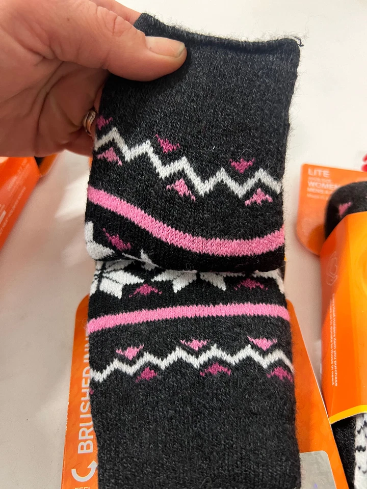 4 PARES Soportes de Calor Genuinos EE. UU. Talla 5-9 Lite Negro con Calcetines Rosa Foto 2 de 4