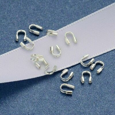 200x Messing Drahtschutz U-Form Kabelschutz Drahtschutzschlaufen silber 4x5mm