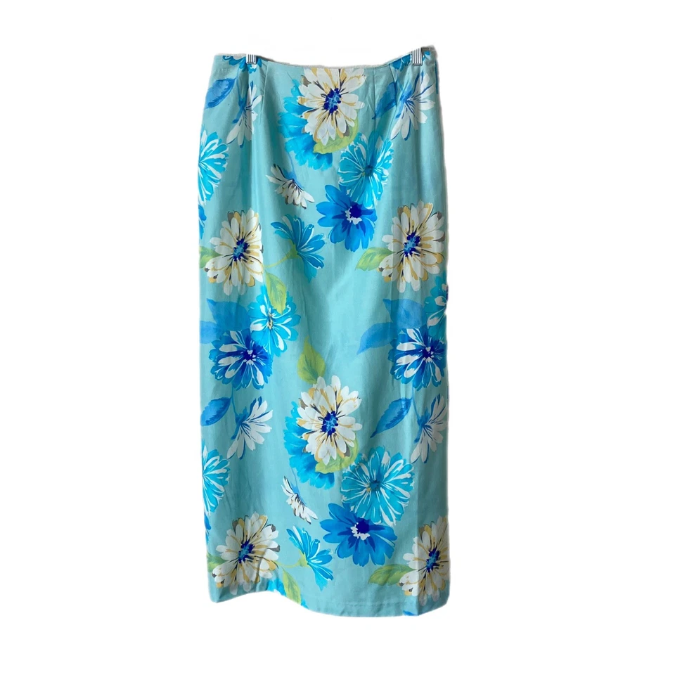 Falda Vintage Mezcla Seda Midi Imitación Envoltura Floral Forrada Verano Talla 8 Foto 3 de 4