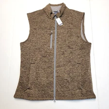 $138 New JOHNNIE-O Polyester Stretch WES Vest Full-Zip Men MEDIUM M Russet Brown