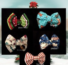 LUXURY Dog Collar Bows Bow tie Holiday Christmas Hand Made in USA Teacup dogs