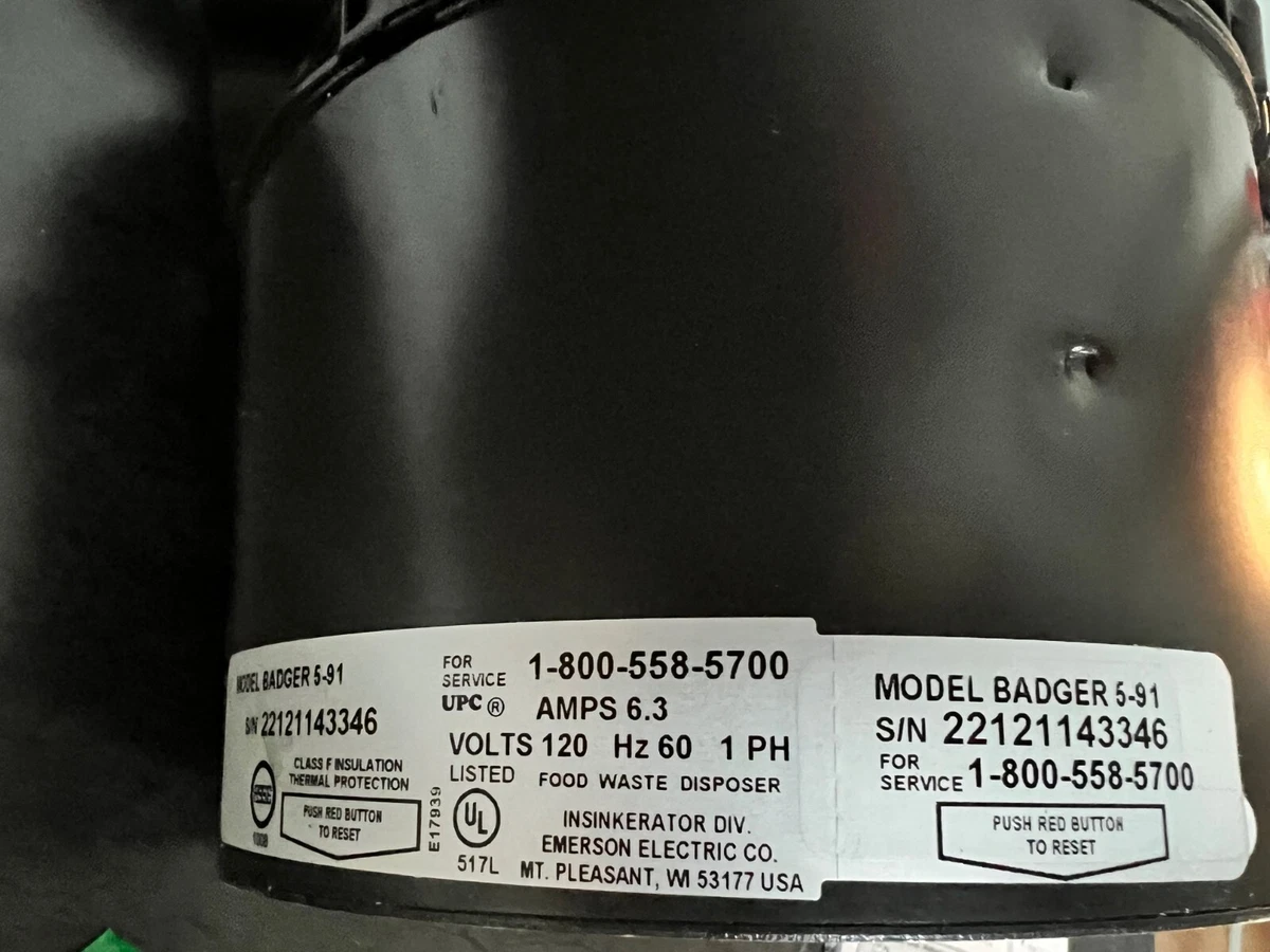 Insinkerator 3/4 HP Garbage Disposal Materials By Owner, 55 OFF