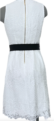 NEW WHITE HOUSE BLACK MARKET WHITE LACE BLACK BELT FIT & FLARE DRESS SIZE 2  | eBay