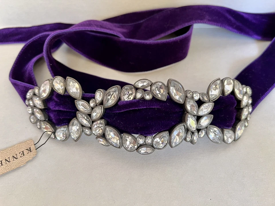 Vintage Kenneth Cole Diamond Crystal Royal Amethyst Purple Ribbon Crown Headband - Image 2 of 4