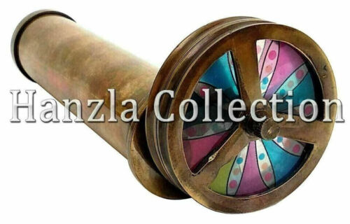 Nautical Antique Vintage Brass Double Rotation Wheel Kaleidoscope Gift item - Picture 2 of 4