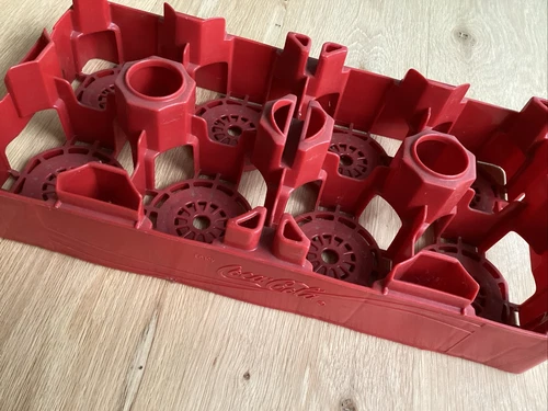 Vintage Coca-Cola Red Plastic 2 Liter 8 Bottle Embossed Logo Crate Carrier