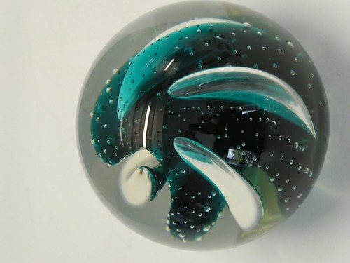 Vintage Caithness Steel Blue Art Glass Paperweight Designed By A Macintosh - Picture 3 of 11