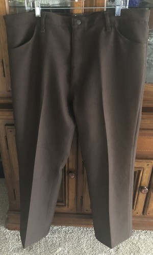 WRANGLER 828N STA-PREST BOOT CUT 100% POLY PANTS Men’s 42x30 Brown Pristine Cond - Picture 4 of 12