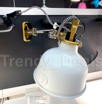 Ikea RANARP Wall/Clamp Spotlight Lamp Adjustable Steel White (1 pc