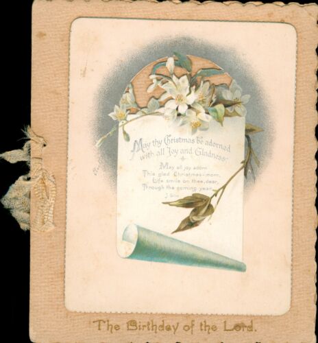 Homemade Fold Open Christmas Card~Antique~Birthday Of The Lord, Photograph~c1920 - Picture 1 of 3