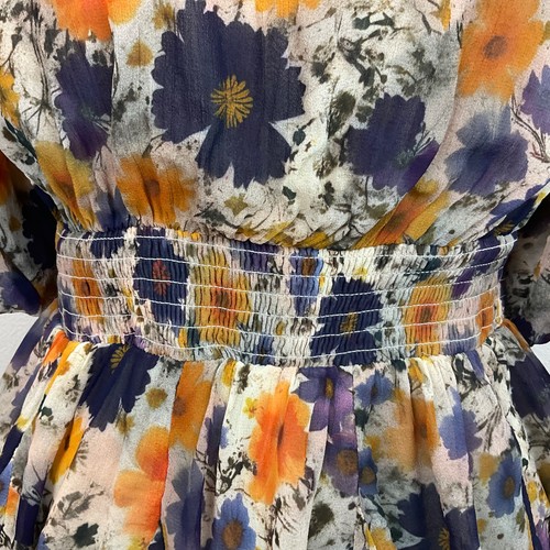 NWOT Anthropologie Gold Violet Floral Blouse Puff Sleeve Defined Waist Peplum XS - Picture 16 of 24