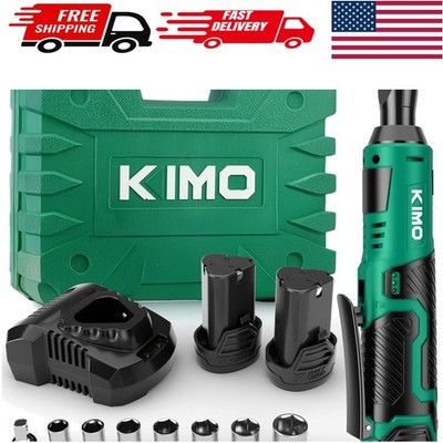 Compact KIMO Cordless Ratchet Wrench - 12V, 400 RPM with 2 Li-ion Batteries