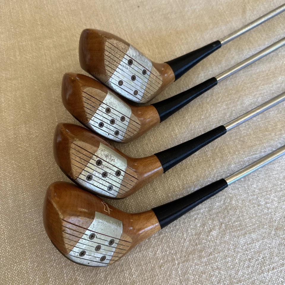 Vintage MacGregor MT Tourney MTW2 Persimmon 1-3-4-5 Woods RH Steel Shaft Golf - Image 2 of 4
