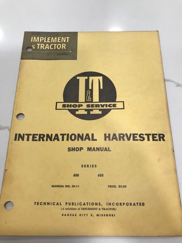 Vtg 1958 International Harvester Shop Manual - Manual IH-11 - free postage