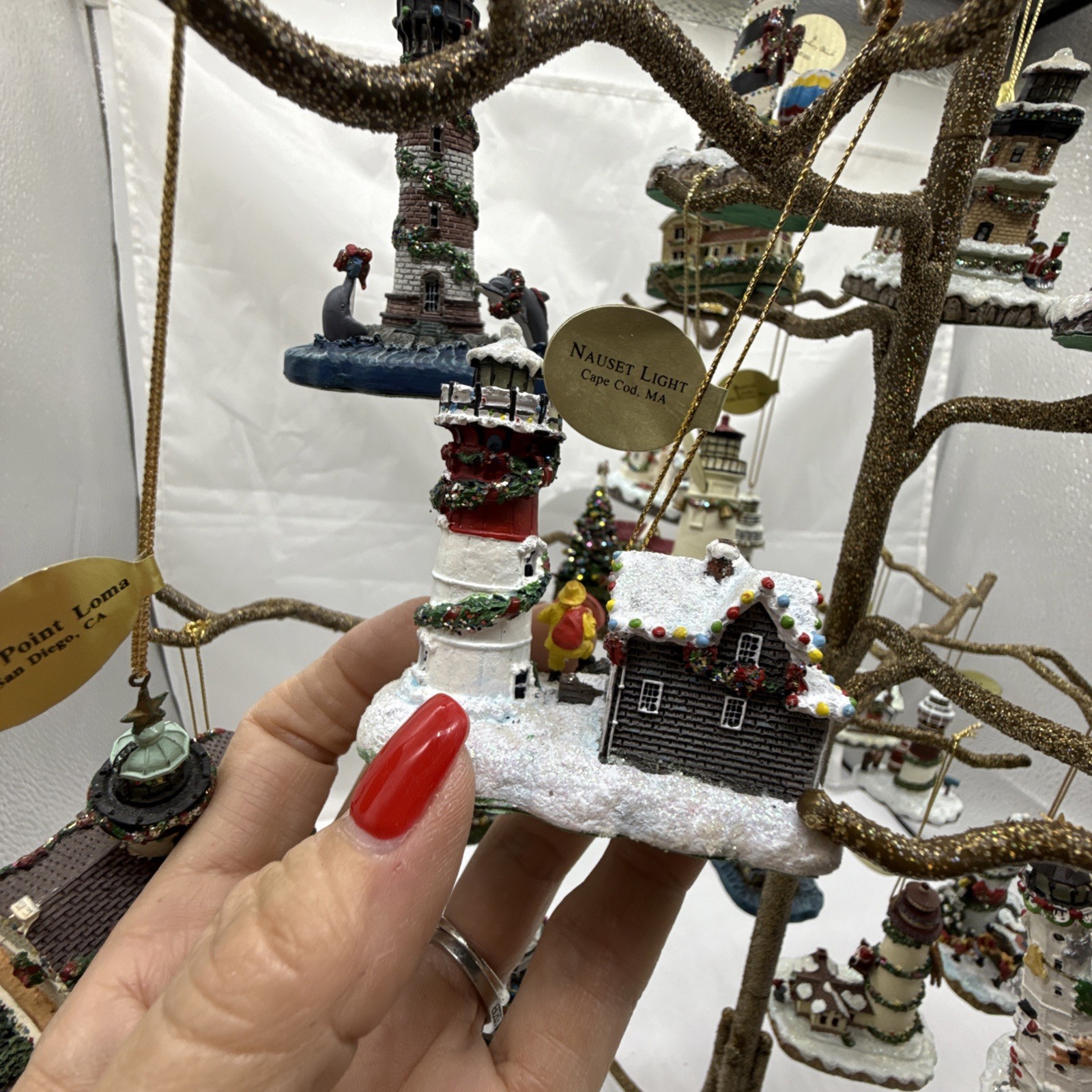 Danbury LIGHTHOUSE Hanging Christmas Tree Ornaments WBOX Lot of 24 Original Tags