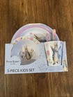 Peter Rabbit Beatrix Potter 5 Piece Melamine Kids Set Plate Bowl Cup Utensils