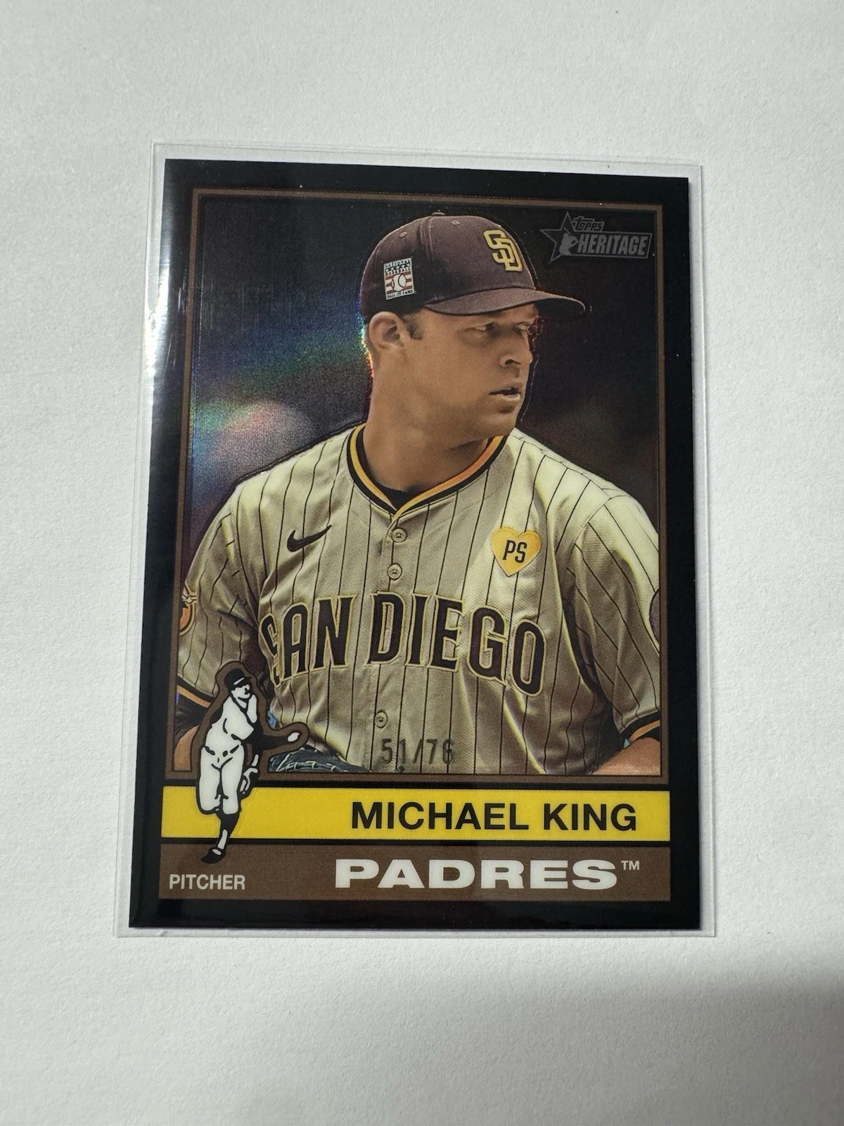 2025 Topps Heritage Chrome Black Border Michael King /76 #105 SP Padres