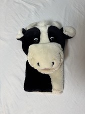 Vintage 1984 Dakin Hand Puppet, Black  White Cow Approx 12  Children's Toy
