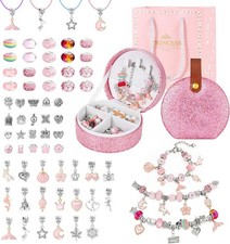 Emibele Girls Charm Beads Bracelet Making Kit with Portable Jewelry Box, Jewelr