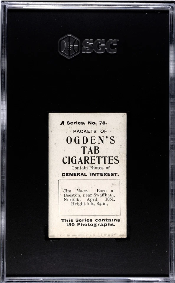 1901 Ogden's Cigarettes General Interest Ser. A #78 Jim Gypsy Jem Mace HOF SGC 3 - Image 2 of 2